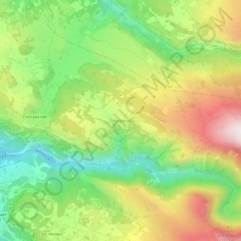 Mapa topográfico Decontra, altitud, relieve