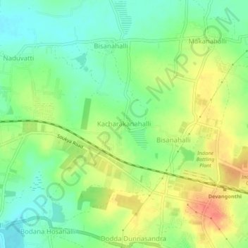 Mapa topográfico Kacharakanahalli, altitud, relieve