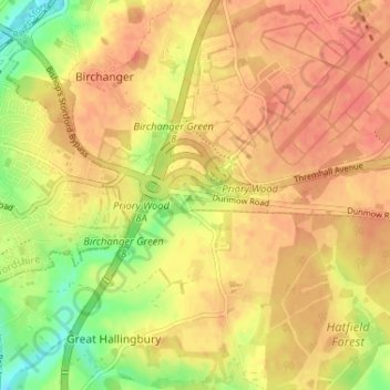Mapa topográfico Start Hill, altitud, relieve