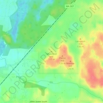 Mapa topográfico Mumford Hill, altitud, relieve