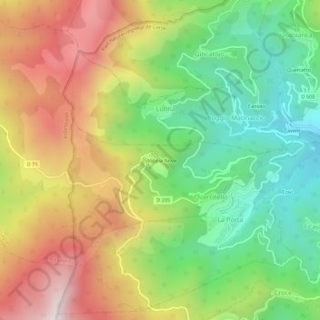 Mapa topográfico Stoppia Nova, altitud, relieve