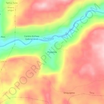 Mapa topográfico Pimpilito, altitud, relieve