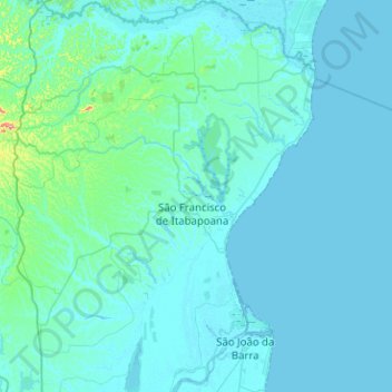 Mapa topográfico São Francisco de Itabapoana, altitud, relieve