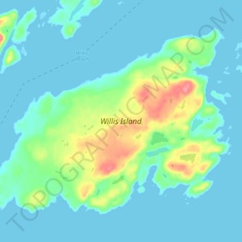 Mapa topográfico Willis Island, altitud, relieve