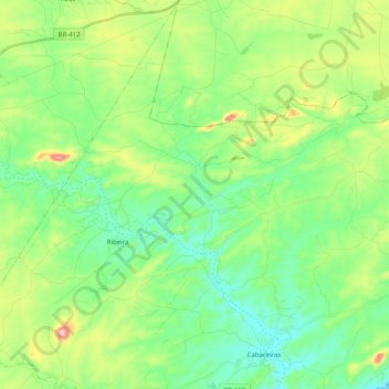 Mapa topográfico Ribeira, altitud, relieve