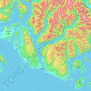 Mapa topográfico Area B (Halfmoon Bay), altitud, relieve