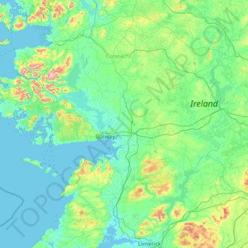 Mapa topográfico County Galway, altitud, relieve