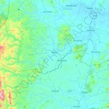 Mapa topográfico Tapaz, altitud, relieve