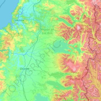 Mapa topográfico Provincia de Ranco, altitud, relieve
