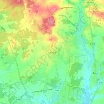 Mapa topográfico Vasselay, altitud, relieve