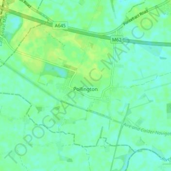Mapa topográfico Pollington, altitud, relieve