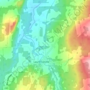 Mapa topográfico Lawrenceville, altitud, relieve