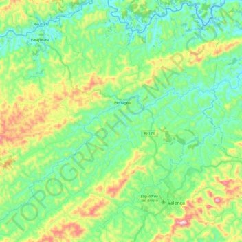 Mapa topográfico Pentagna, altitud, relieve