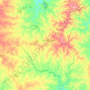 Mapa topográfico Gracho Cardoso, altitud, relieve