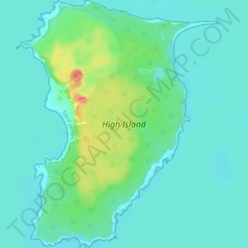 Mapa topográfico High Island, altitud, relieve
