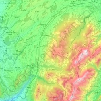 Mapa topográfico District de la Veveyse, altitud, relieve