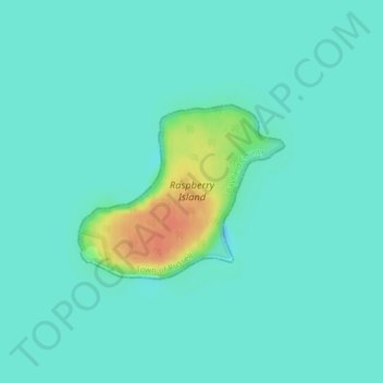 Mapa topográfico Raspberry Island, altitud, relieve