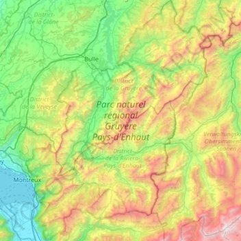 Mapa topográfico Parc naturel régional Gruyère Pays-d'Enhaut, altitud, relieve