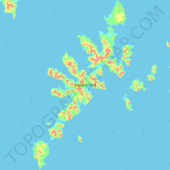 Mapa topográfico Nagai Island, altitud, relieve