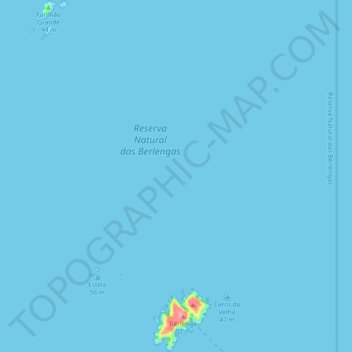 Mapa topográfico Arquipélago das Berlengas, altitud, relieve