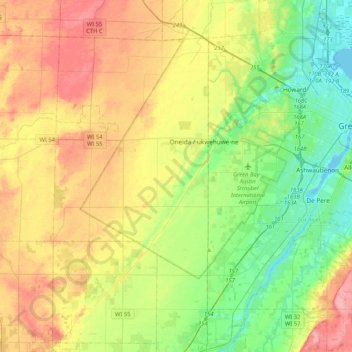 Mapa topográfico Duck Creek, altitud, relieve