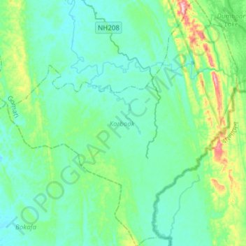 Mapa topográfico Karbook, altitud, relieve