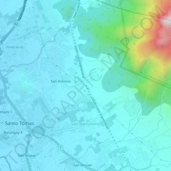 Mapa topográfico San Bartolome, altitud, relieve