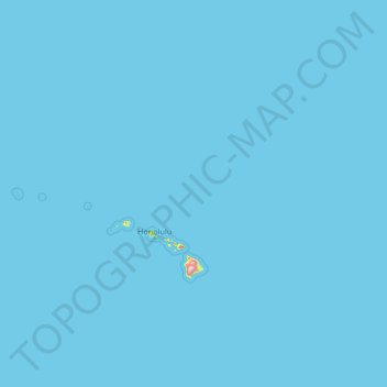 Mapa topográfico Hawaiian Islands, altitud, relieve