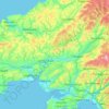 Mapa topográfico Carmarthenshire, altitud, relieve