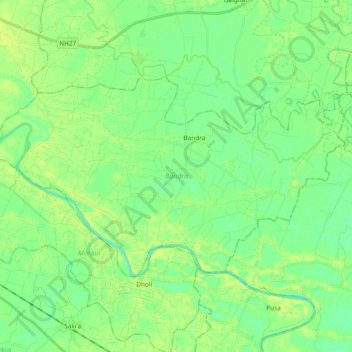 Mapa topográfico Bandra, altitud, relieve