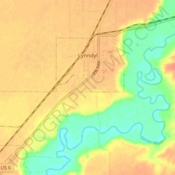 Mapa topográfico Lynndyl, altitud, relieve
