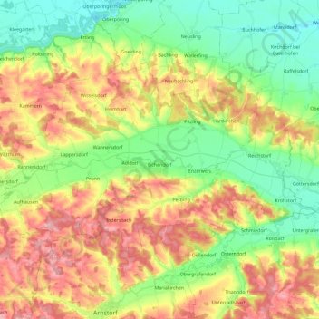 Mapa topográfico Eichendorf, altitud, relieve