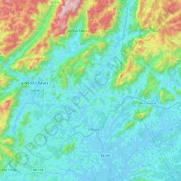 Mapa topográfico Jabaquara, altitud, relieve
