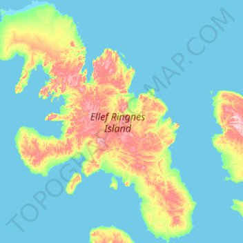 Mapa topográfico Île Ellef Ringnes, altitud, relieve