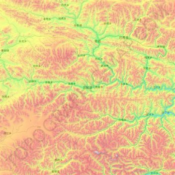 Mapa topográfico Biru County, altitud, relieve