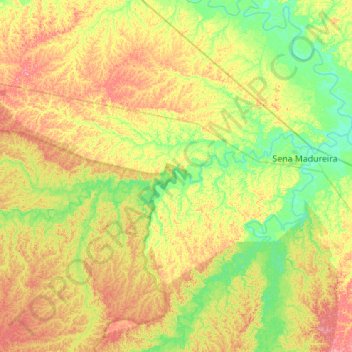 Mapa topográfico Rio Caeté, altitud, relieve