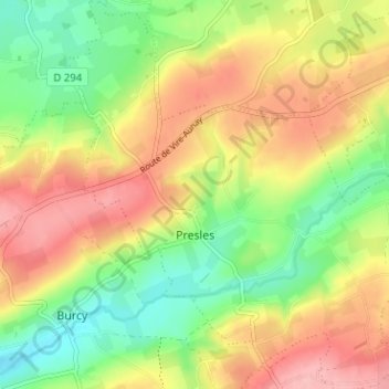 Mapa topográfico Presles, altitud, relieve
