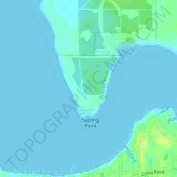 Mapa topográfico Orange Beach, altitud, relieve