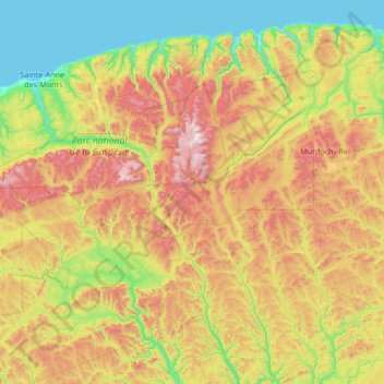 Mapa topográfico Mont-Albert, altitud, relieve