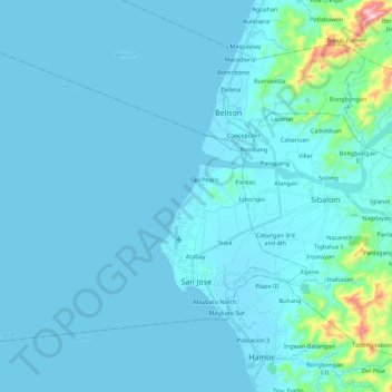 Mapa topográfico San Jose, altitud, relieve