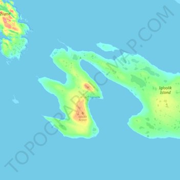 Mapa topográfico Igloolik, altitud, relieve