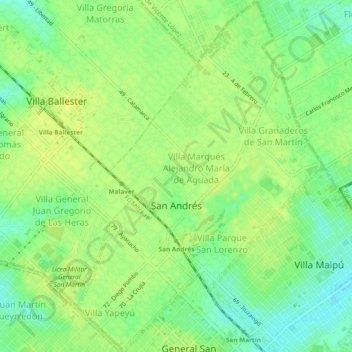 Mapa topográfico San Andrés, altitud, relieve