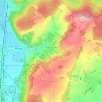 Mapa topográfico Luemschwiller, altitud, relieve