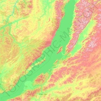 Mapa topográfico Lac Baïkal, altitud, relieve