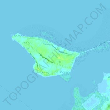 Mapa topográfico Pangangan Island, altitud, relieve
