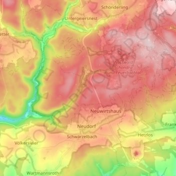 Mapa topográfico Neuwirtshauser Forst, altitud, relieve