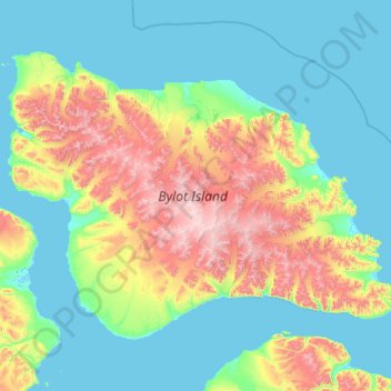Mapa topográfico Île Bylot, altitud, relieve