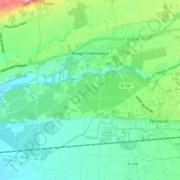 Mapa topográfico Bougé-Chambalud, altitud, relieve