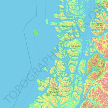 Mapa topográfico Reserva Nacional Las Guaitecas, altitud, relieve