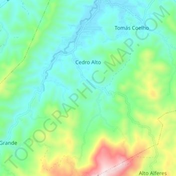 Mapa topográfico Cedro Alto, altitud, relieve
